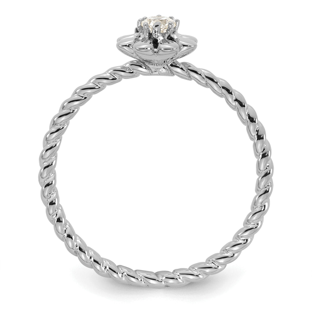 14k WG 1 Birthstone Flower w/ Diamond Mother's Ring Mounting-XMR107/1W