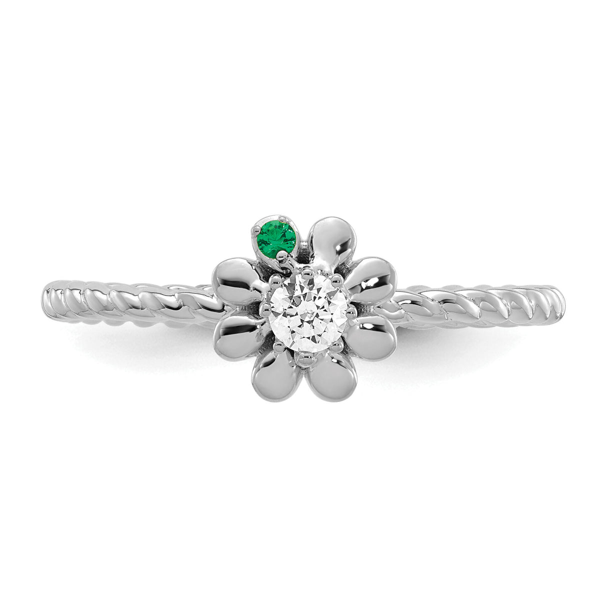 14k WG 1 Birthstone Flower w/ Diamond Mother's Ring Mounting-XMR107/1W
