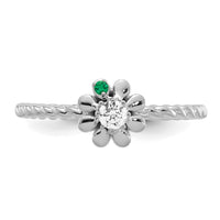 14k WG 1 Birthstone Flower w/ Diamond Mother's Ring Mounting-XMR107/1W