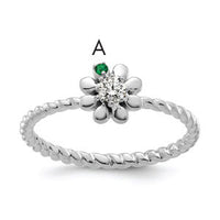 14k WG 1 Birthstone Flower w/ Diamond Mother's Ring Mounting-XMR107/1W