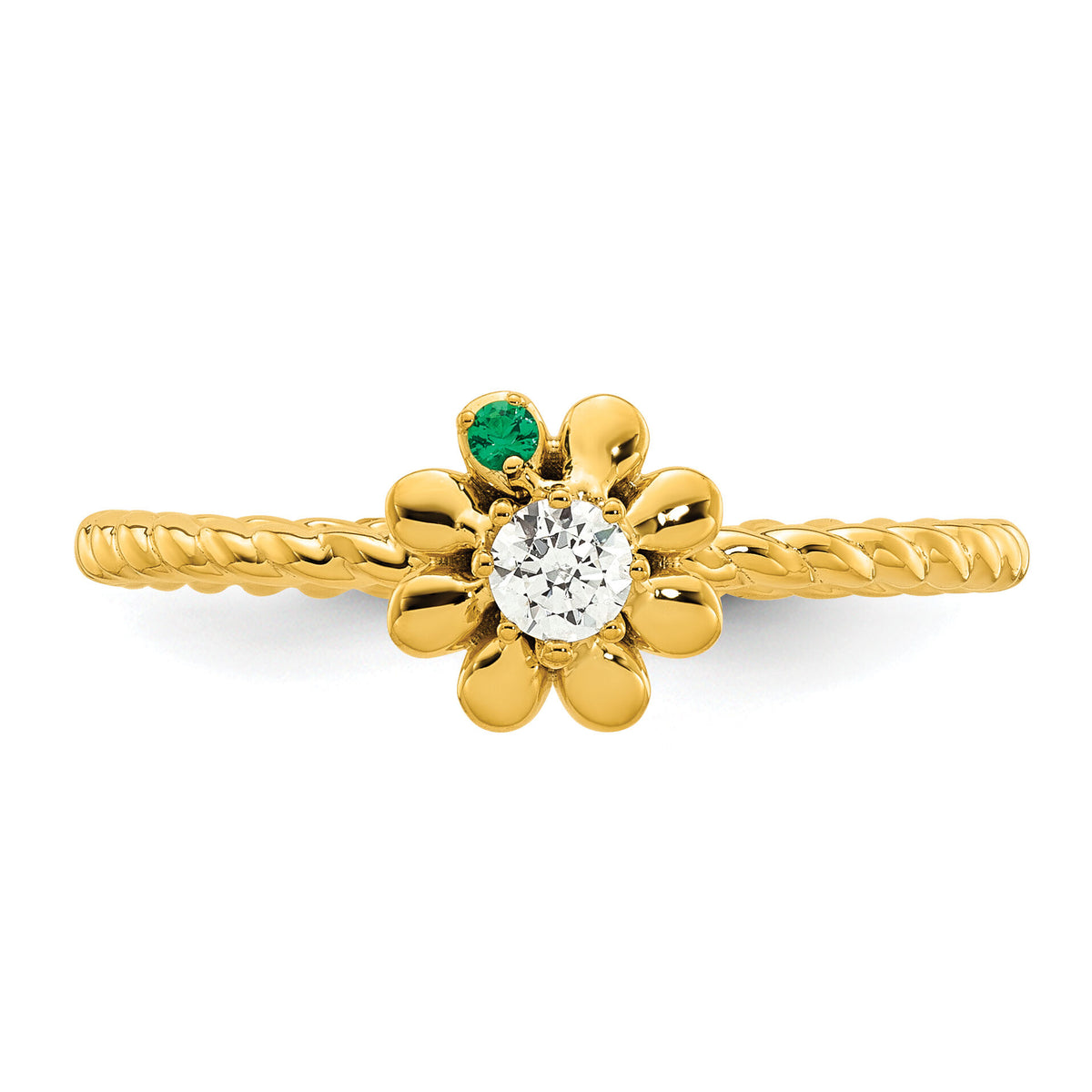 14k 1 Birthstone Flower with Diamond Mother's Ring Mounting-XMR107/1Y