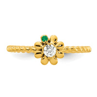 14k 1 Birthstone Flower with Diamond Mother's Ring Mounting-XMR107/1Y