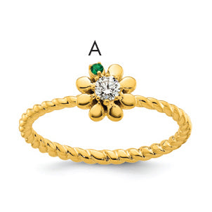 14k 1 Birthstone Flower with Diamond Mother's Ring Mounting-XMR107/1Y-7