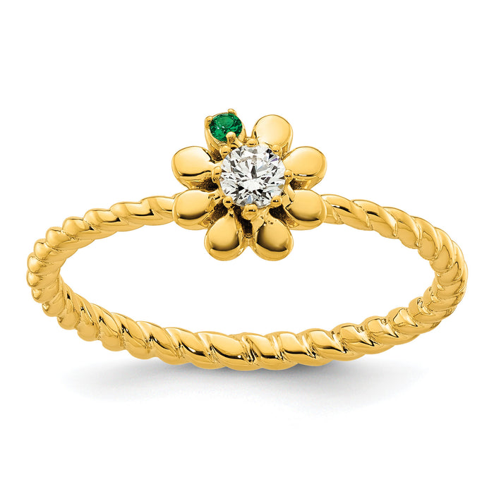 14k 1 Birthstone Flower with Diamond Mother's Ring Mounting-XMR107/1Y