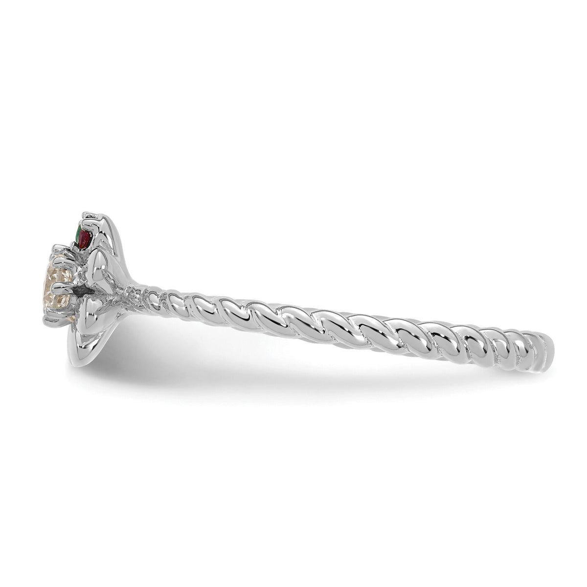 14k WG 2 Birthstone Flower w/ Diamond Mother's Ring Mounting-XMR107/2W