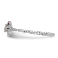 14k WG 2 Birthstone Flower w/ Diamond Mother's Ring Mounting-XMR107/2W