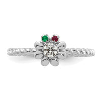 14k WG 2 Birthstone Flower w/ Diamond Mother's Ring Mounting-XMR107/2W