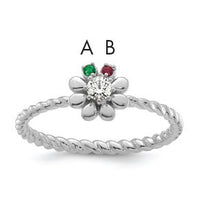 14k WG 2 Birthstone Flower w/ Diamond Mother's Ring Mounting-XMR107/2W