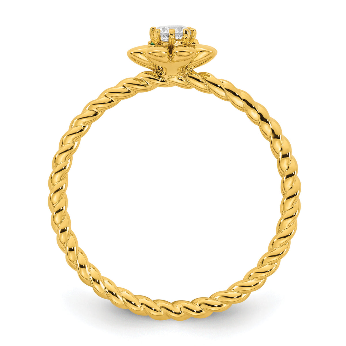 14k 2 Birthstone Flower with Diamond Mother's Ring Mounting-XMR107/2Y