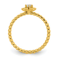 14k 2 Birthstone Flower with Diamond Mother's Ring Mounting-XMR107/2Y