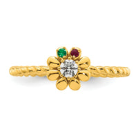 14k 2 Birthstone Flower with Diamond Mother's Ring Mounting-XMR107/2Y