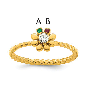 14k 2 Birthstone Flower with Diamond Mother's Ring Mounting-XMR107/2Y-7