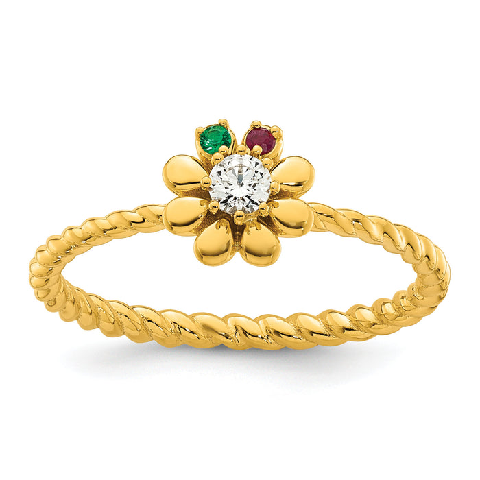 14k 2 Birthstone Flower with Diamond Mother's Ring Mounting-XMR107/2Y
