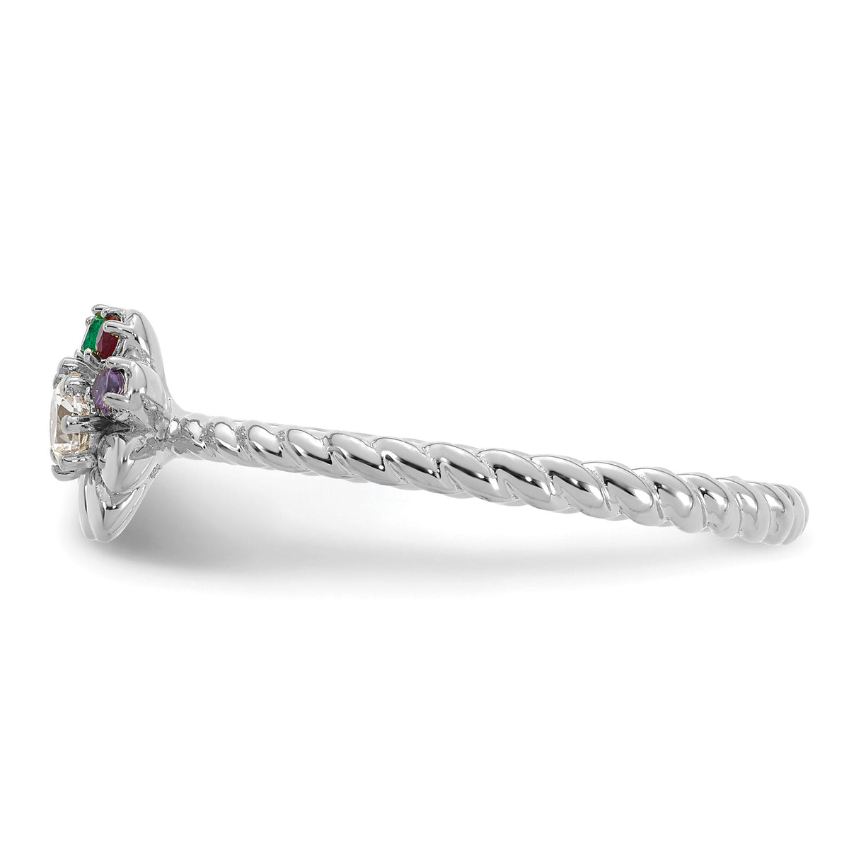 14k WG 3 Birthstone Flower w/ Diamond Mother's Ring Mounting-XMR107/3W