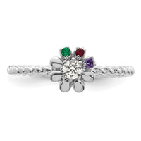 14k WG 3 Birthstone Flower w/ Diamond Mother's Ring Mounting-XMR107/3W