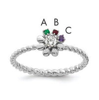 14k WG 3 Birthstone Flower w/ Diamond Mother's Ring Mounting-XMR107/3W