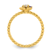 14k 3 Birthstone Flower with Diamond Mother's Ring Mounting-XMR107/3Y