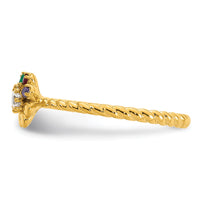 14k 3 Birthstone Flower with Diamond Mother's Ring Mounting-XMR107/3Y