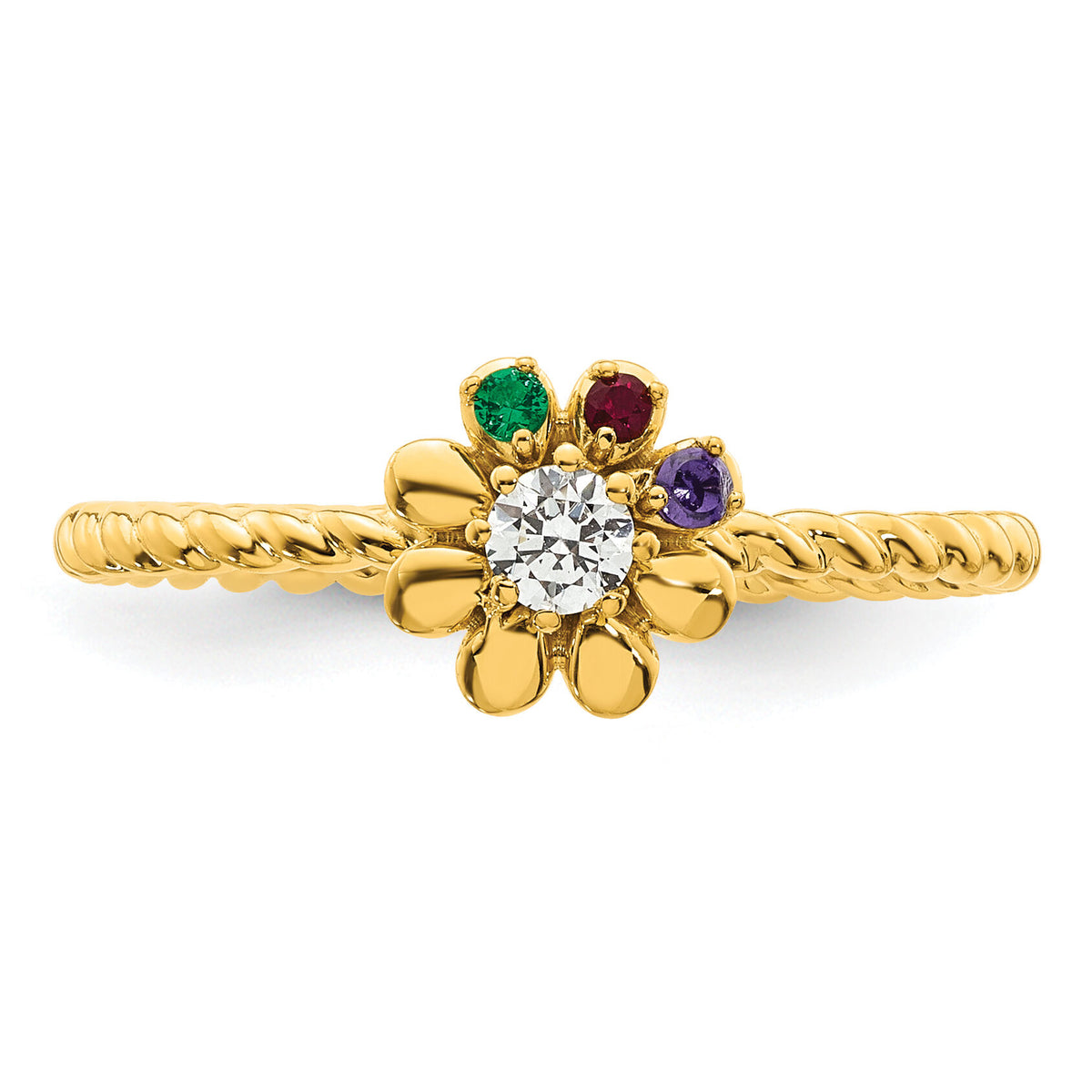 14k 3 Birthstone Flower with Diamond Mother's Ring Mounting-XMR107/3Y