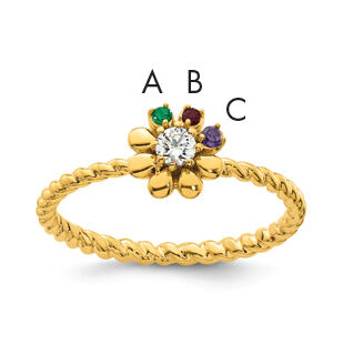 14k 3 Birthstone Flower with Diamond Mother's Ring Mounting-XMR107/3Y