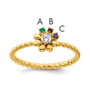 14k 3 Birthstone Flower with Diamond Mother's Ring Mounting-XMR107/3Y
