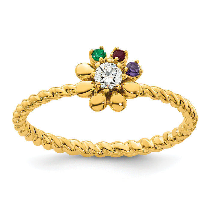 14k 3 Birthstone Flower with Diamond Mother's Ring Mounting-XMR107/3Y