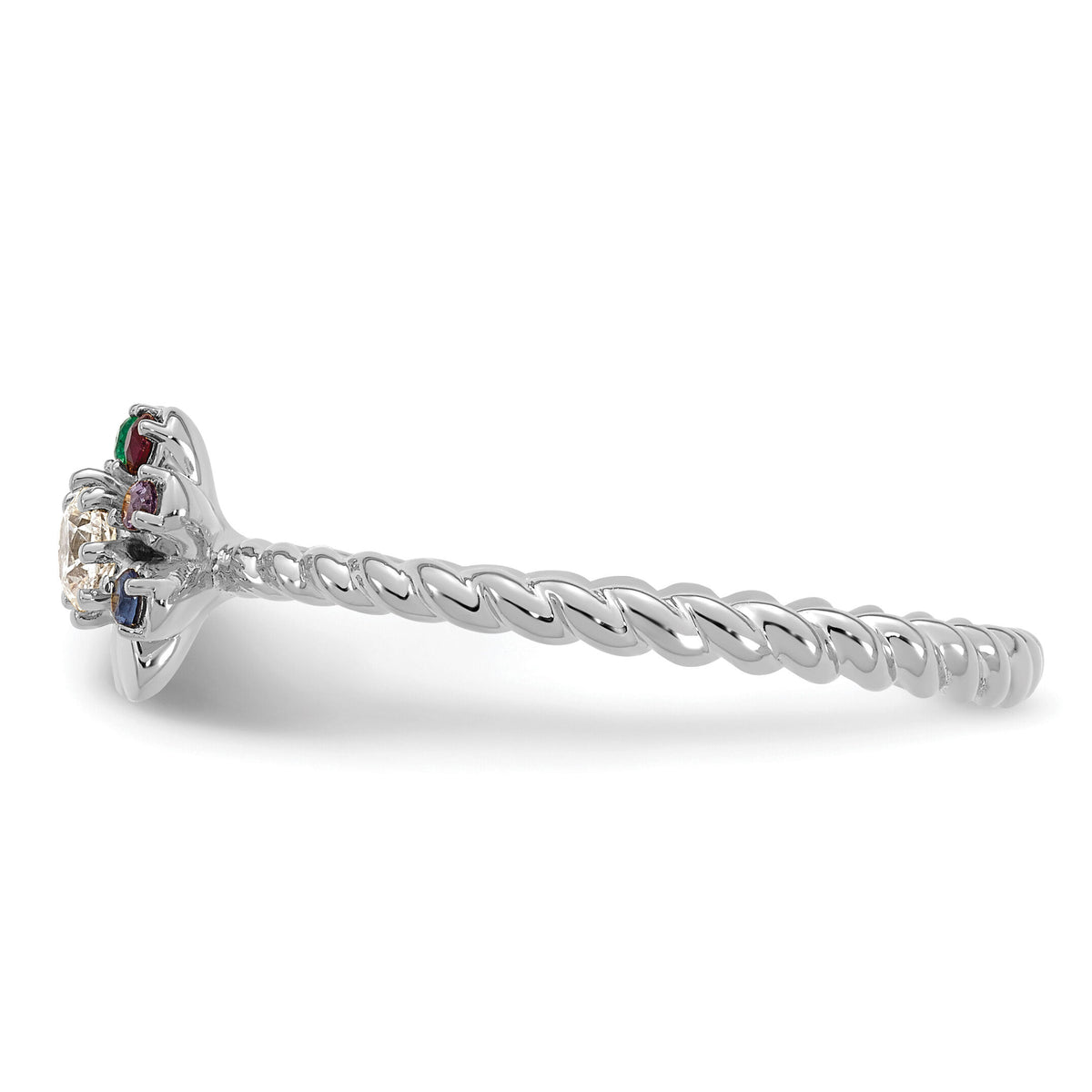14k WG 4 Birthstone Flower w/ Diamond Mother's Ring Mounting-XMR107/4W