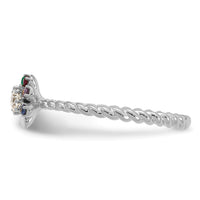 14k WG 4 Birthstone Flower w/ Diamond Mother's Ring Mounting-XMR107/4W