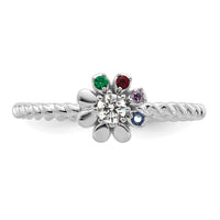 14k WG 4 Birthstone Flower w/ Diamond Mother's Ring Mounting-XMR107/4W