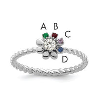 14k WG 4 Birthstone Flower w/ Diamond Mother's Ring Mounting-XMR107/4W