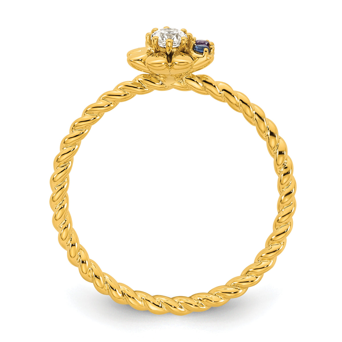 14k 4 Birthstone Flower with Diamond Mother's Ring Mounting-XMR107/4Y