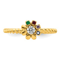 14k 4 Birthstone Flower with Diamond Mother's Ring Mounting-XMR107/4Y