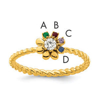 14k 4 Birthstone Flower with Diamond Mother's Ring Mounting-XMR107/4Y