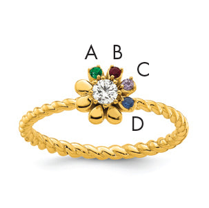 14k 4 Birthstone Flower with Diamond Mother's Ring Mounting-XMR107/4Y-7