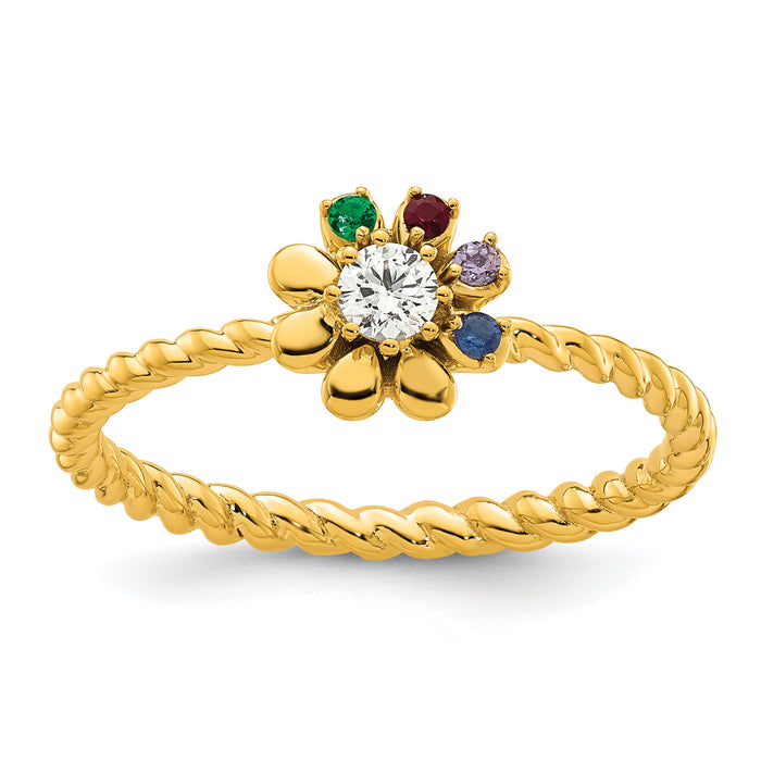 14k 4 Birthstone Flower with Diamond Mother's Ring Mounting-XMR107/4Y