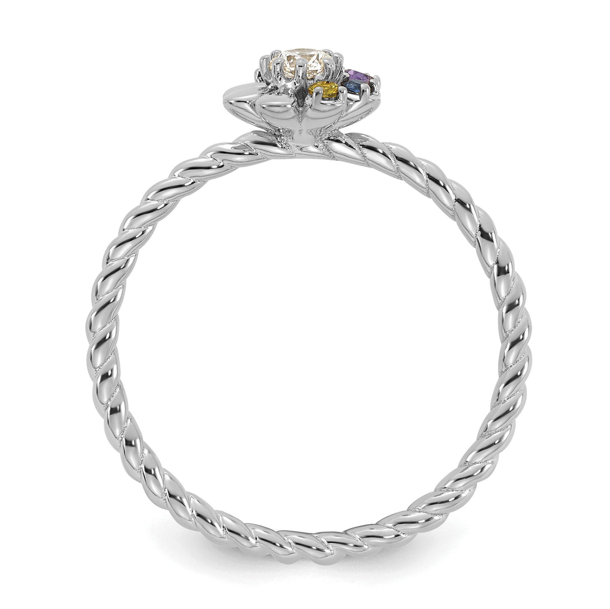 14k WG 5 Birthstone Flower w/ Diamond Mother's Ring Mounting-XMR107/5W