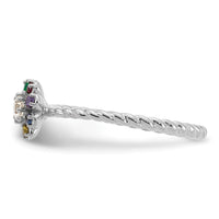 14k WG 5 Birthstone Flower w/ Diamond Mother's Ring Mounting-XMR107/5W