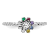 14k WG 5 Birthstone Flower w/ Diamond Mother's Ring Mounting-XMR107/5W
