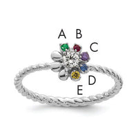 14k WG 5 Birthstone Flower w/ Diamond Mother's Ring Mounting-XMR107/5W