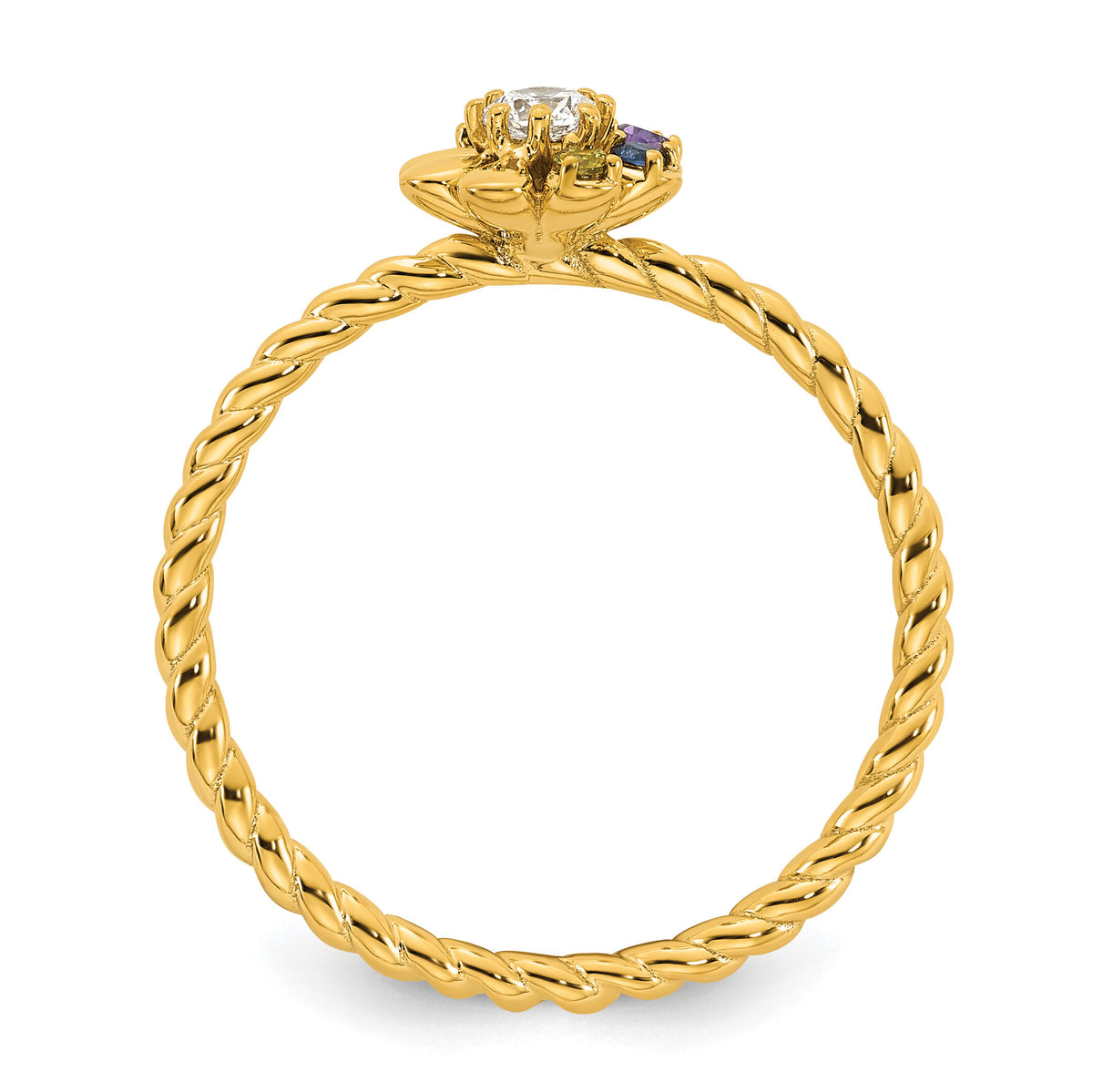 14k 5 Birthstone Flower with Diamond Mother's Ring Mounting-XMR107/5Y