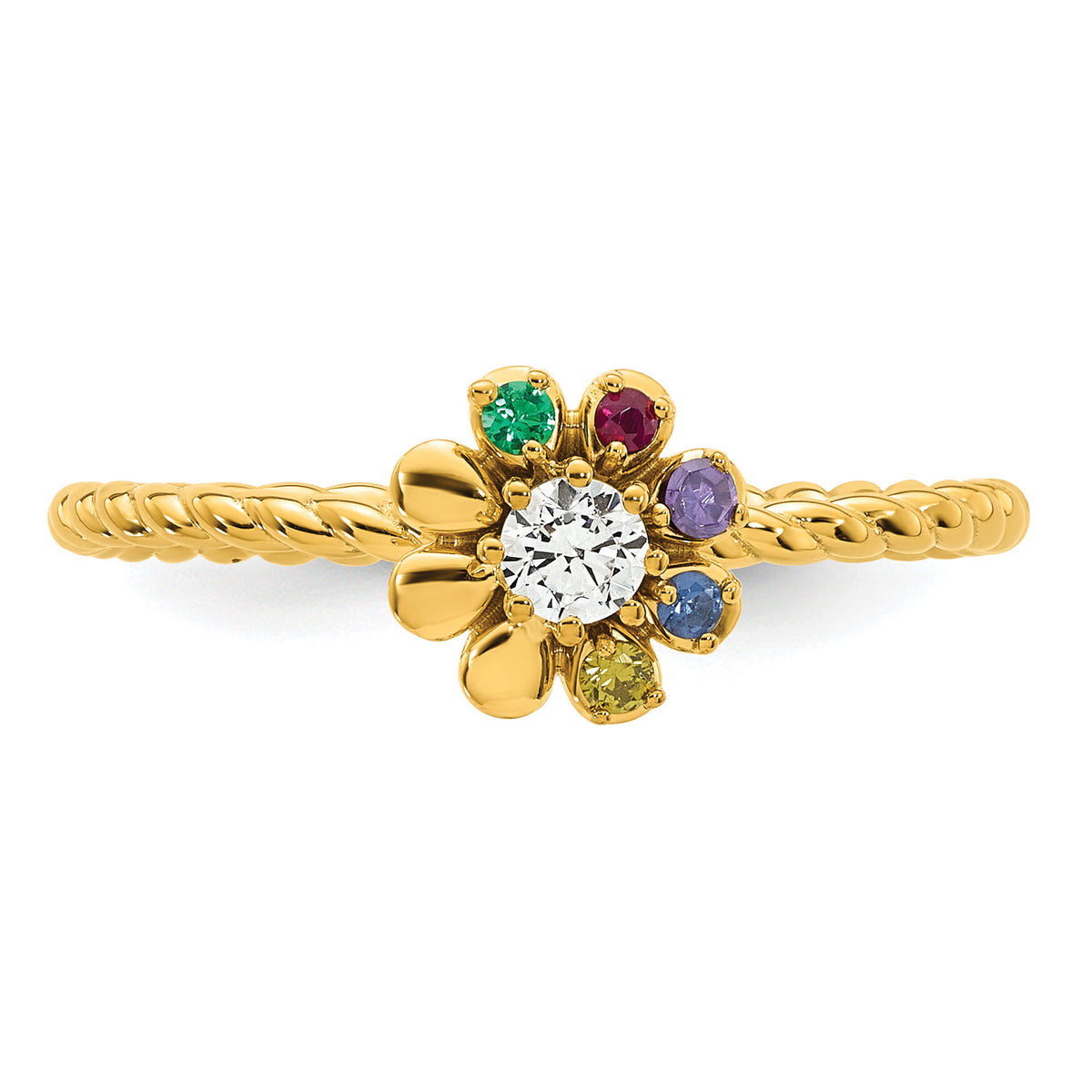 14k 5 Birthstone Flower with Diamond Mother's Ring Mounting-XMR107/5Y