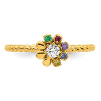 14k 5 Birthstone Flower with Diamond Mother's Ring Mounting-XMR107/5Y