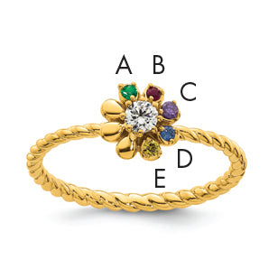 14k 5 Birthstone Flower with Diamond Mother's Ring Mounting-XMR107/5Y-7