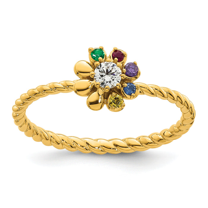 14k 5 Birthstone Flower with Diamond Mother's Ring Mounting-XMR107/5Y