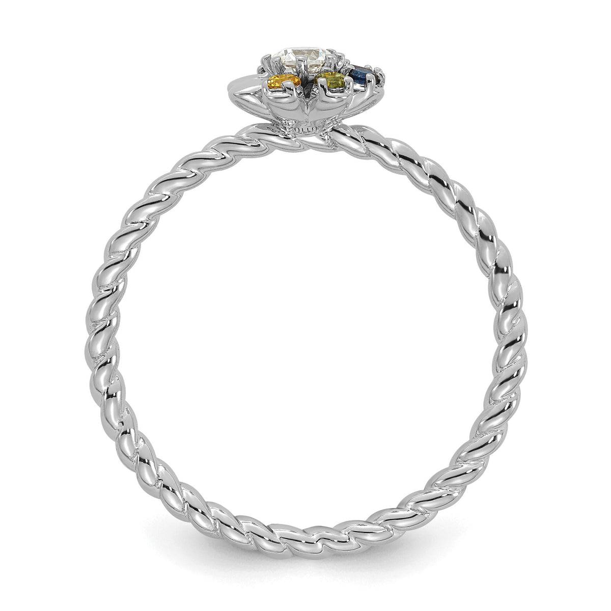 14k WG 6 Birthstone Flower w/ Diamond Mother's Ring Mounting-XMR107/6W