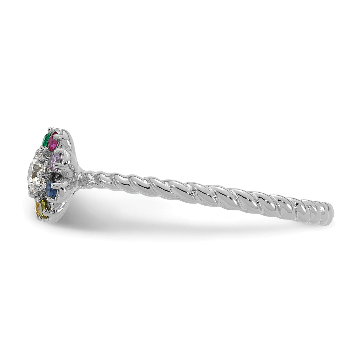 14k WG 6 Birthstone Flower w/ Diamond Mother's Ring Mounting-XMR107/6W