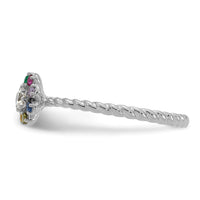 14k WG 6 Birthstone Flower w/ Diamond Mother's Ring Mounting-XMR107/6W
