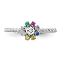 14k WG 6 Birthstone Flower w/ Diamond Mother's Ring Mounting-XMR107/6W