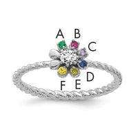14k WG 6 Birthstone Flower w/ Diamond Mother's Ring Mounting-XMR107/6W