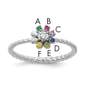 14k WG 6 Birthstone Flower w/ Diamond Mother's Ring Mounting-XMR107/6W